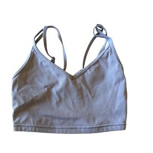 For Love & Lemons Ribbed Bralette Crop Top Small Gray Strappy Stretch‎ Ava